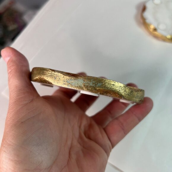 Godinger Set Of 4 White Marble & Gold Leaf Drink Coasters Table Protector Stone - Picture 10 of 11